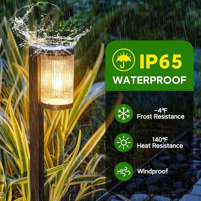 Solar Pathway Lights Outdoor, 2 Pack Upgraded Outdoor Solar Lights for Outside Super Bright Up to 12Hrs, IP65 Waterproof Solar Garden Lights for Yard Path Walkway Decor Landscape Lighting ELECLINK