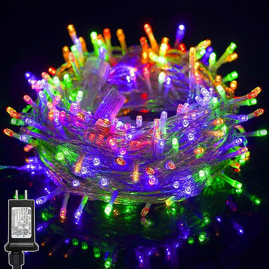 LJLNION 300 LED String Lights Outdoor Indoor, Extra Long 98.5FT Christmas Lights, 8 Lighting Modes, Plug in Waterproof Fairy Lights for Wedding Party Bedroom Decorations (Multicolor) LJLNION