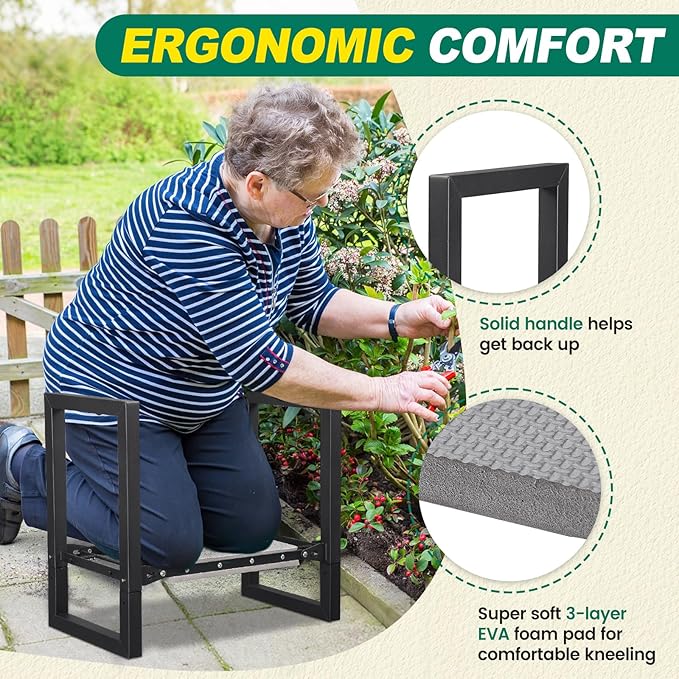Garden Kneeler and Seat Heavy Duty - 12.7" Wide Garden Kneeling Bench Stool with Handles, Folding Knee Seat Chair Gardening Gifts for Seniors Women Men Gardeners Pain-Free Weeding Planting DIOVPLX