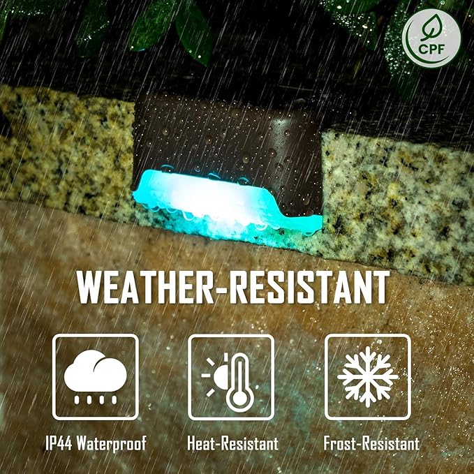 SOLPEX Color Changing Solar Deck Lights, 16 Pack Waterproof LED Lights for Decks,Stairs,Fences,Yards and Patios Solpex