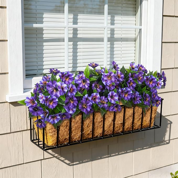 Fake Artificial Flowers for Outdoors Decoration,4 Bundles Silk Faux Spring Flowers with Plants Leaves UV Resistant for Planter Front Door Porch Yard Patio Window Box Home Indoor Decor Hrobek