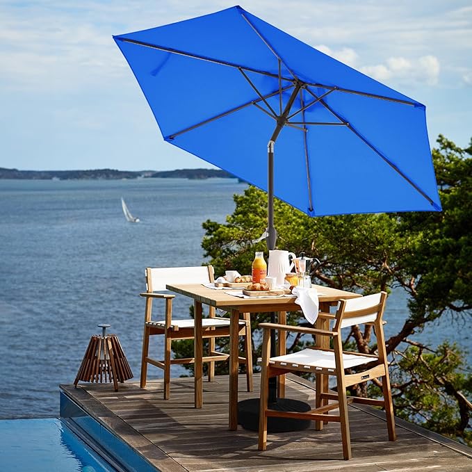 JEAREY 7.5FT Patio Umbrella Outdoor Market Umbrella with 6 Sturdy Ribs, Push Button Tilt/Crank Table Umbrella for Garden, Deck, Backyard and Pool, Royal Blue JEAREYOutdoorsCollection