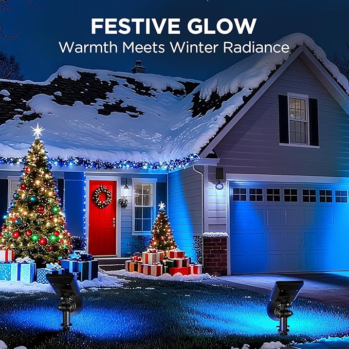 InnoGear Solar Lights Outdoor Waterproof Halloween Christmas Solar Garden Light for Outside Yard Landscape Lighting Pathway Spot Lights Spotlight Wall Light Auto On/Off, 2 Pack (Blue Light) InnoGear