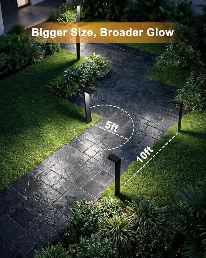 Low Voltage Landscape Lights, 8 Pack Outdoor LED Pathway Light, Wired Path Lighting for Walkway, Garden, IP65 Waterproof, 400LM, 4000K, Modern Cast-Aluminum, Black Lawyettle