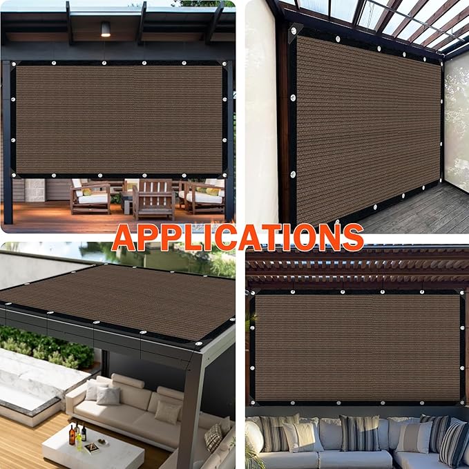 Sun Shade Cloth with Grommets,90% UV Protection Shade Fabric,Pergola Shade Cover Canopy Fence Privacy Screen Balcony,Brown Sunshades for Patio Pergola Garden Backyard Outdoor,Mocha-12x20FT IMSGVIFO