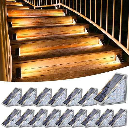 VOLISUN Solar Stair Lights 16 Pack, Solar Step Lights Outdoor Waterproof IP67, LED Outdoor Step Light VOLISUN
