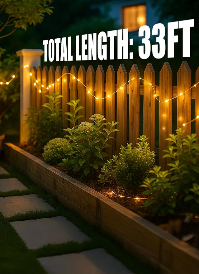 Minetom Solar String Lights, 2 Packs Total 66Ft 200 LED Solar Fairy Lights, Waterproof Solar Lights for Outside Patio Yard Tree Wedding Christmas, Warm White Minetom