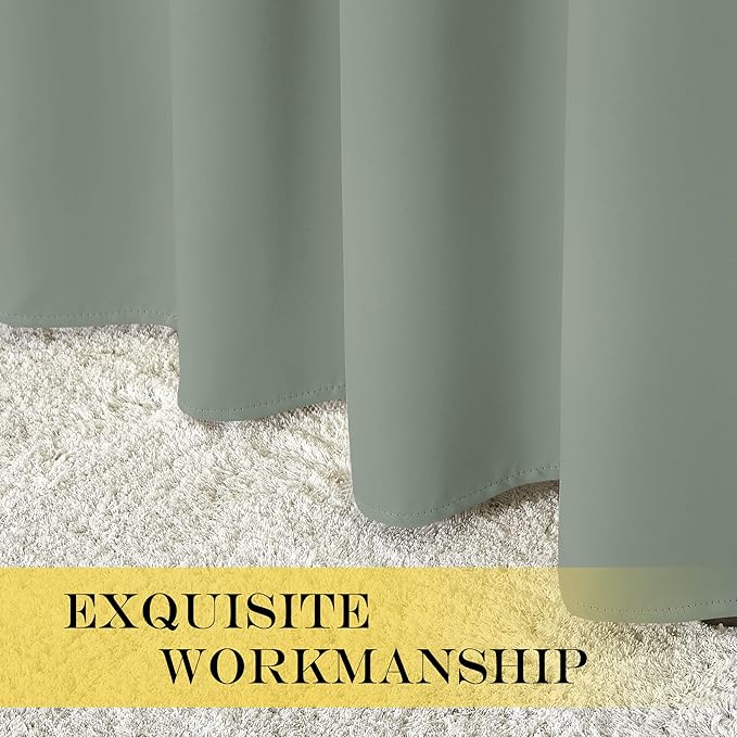 NICETOWN Sage Green Blackout Kitchen Curtain 45 inch Length - Grommet Thermal Insulated Solid Window Treatment Light Blocking Sound Reducing for Kids Room/Bedroom (W52 x L45, 1 Panel) NICETOWN