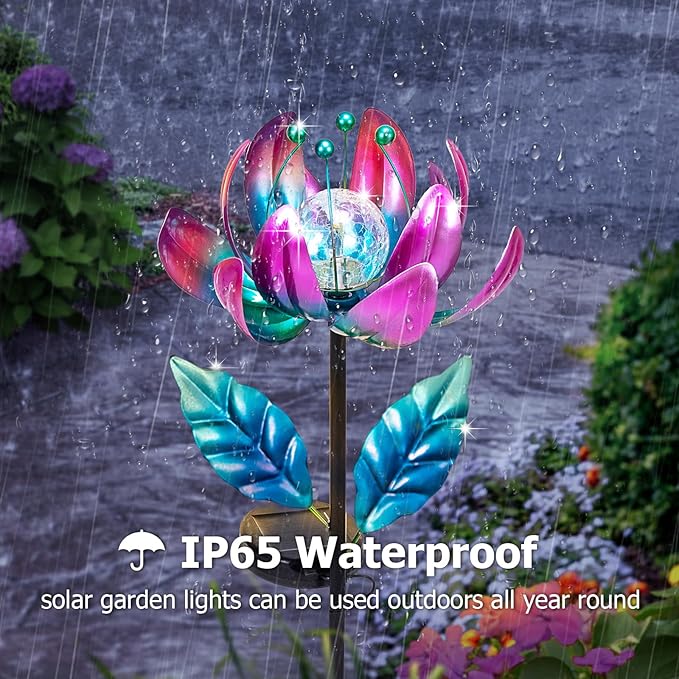 Outdoor Garden Decor Solar Spinners Lights - Metal Wind Spinner Solar Lights for Yard, Patio, Garden Lawn Oranments SUCUY