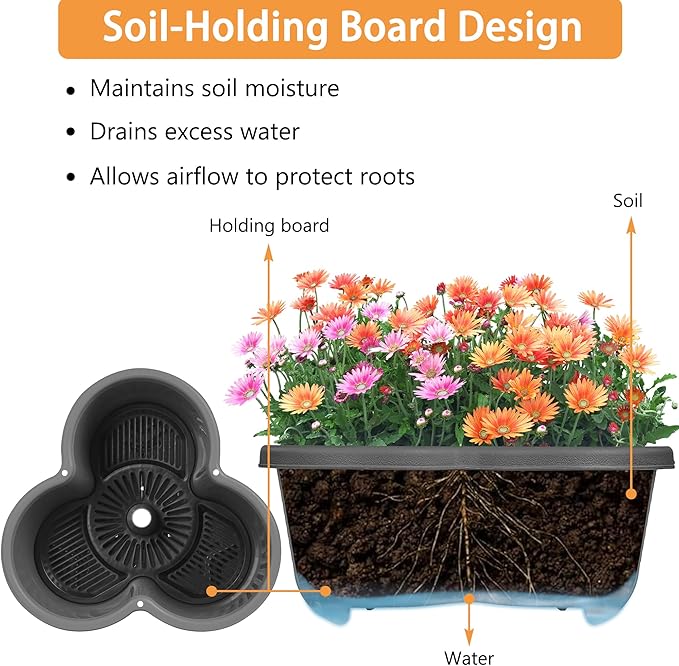 VECELO 7 Tier Vertical Garden Planter, Self Watering Stackable Planters with Wheels for Strawberries, Herbs, Flowers, Vegetables, Dark Gray VECELO