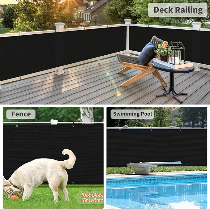 LOVE STORY 3'x6' Black Balcony Screen Privacy Fence Cover UV Protection (HDPE) Weather-Resistant 3 FT Height Shield for Deck, Patio, Backyard, Outdoor Pool, Porch, Railing LOVESTORY