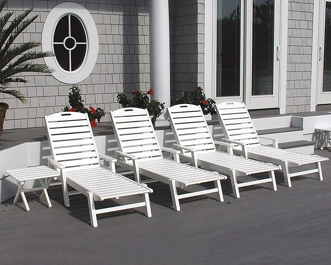 POLYWOOD NCC2280TE Nautical Arms Chaise, Teak POLYWOOD