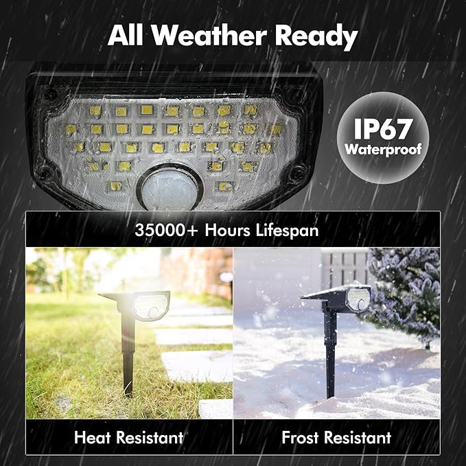 AloftSun Solar Motion Sensor Outdoor Lights,Waterproof Motion Sensor Spot Lights- 30 LED/3 Modes Solar Powered Spotlights,Landscape Lighting for Yard and Garden, Warm White,6 Pack AloftSun