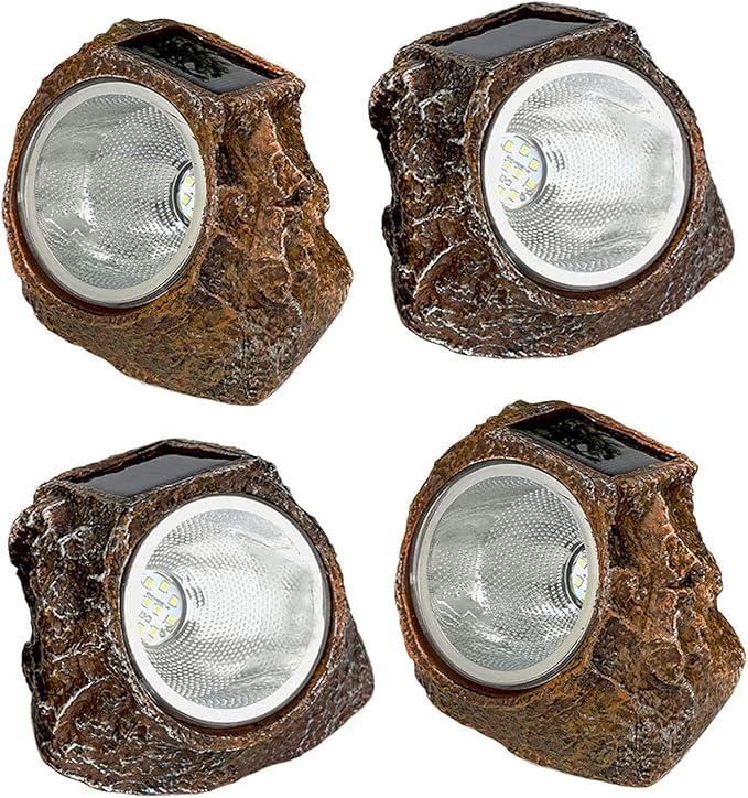 EiGreen 4 Pack Solar Garden Rock Lights Outdoor Decorative, 10 LED Waterproof Yard Pathway Lights,Solar Spot Lights Outdoor, for Ideal for Garden Walkway Pathway Patio EigreenSolaroutdoorlights
