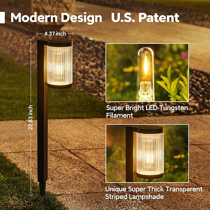 Solar Pathway Lights Outdoor, 2 Pack Upgraded Outdoor Solar Lights for Outside Super Bright Up to 12Hrs, IP65 Waterproof Solar Garden Lights for Yard Path Walkway Decor Landscape Lighting ELECLINK