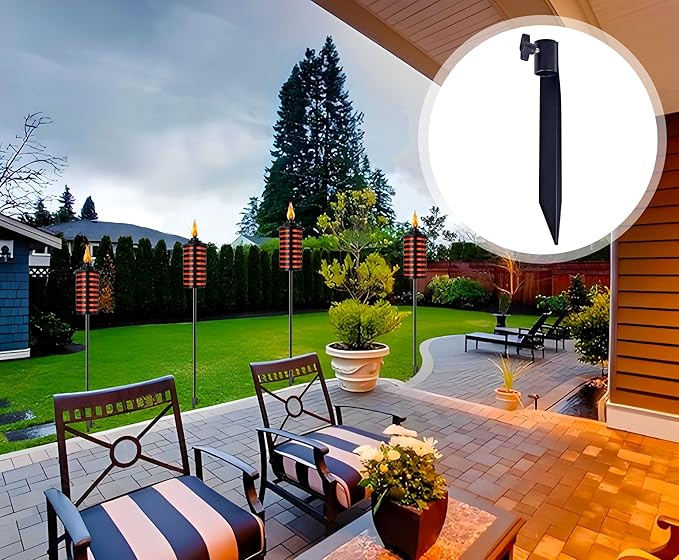 Outdoor Metal Stakes for Ground, Garden Stakes for Lights,Used for Replacement Metal Ground Spike in Live Flame Torches and Solar Lights-6.7 Inch (Black 12 Pack) Rootora
