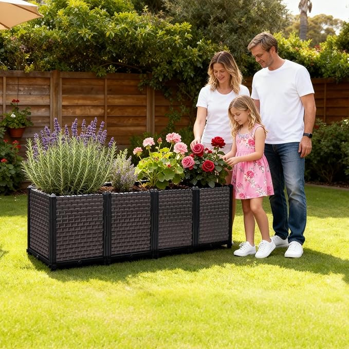 Large Planters for Outdoor Plants - Deepened 20" H, Raised Beds for Gardening Self Watering, Elevated Planter Box with Legs, Rectangular Garden Planters for Outdoor Plants Flowers, 62.9"L x 15.7"W TooCust