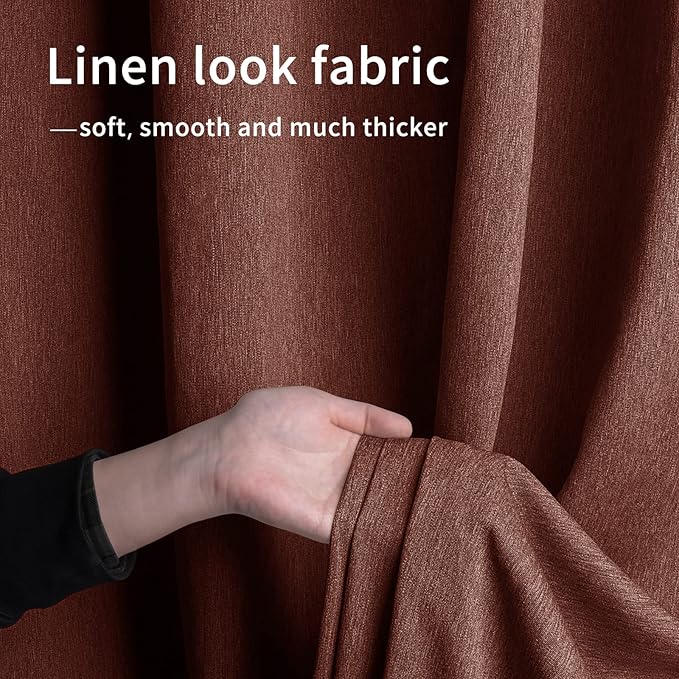 Easy-Going Linen Look Outdoor Curtains Waterproof Windproof Porch Curtains, Soft Thicken Outdoor Privacy Curtains for Patio, Gazebo, Grommet Top and Tab Bottom Drape, 1 Panel, 54x84 inch, Terra Red Easy-Going