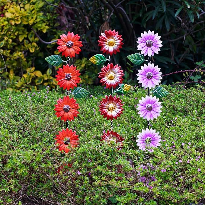 Set of 3 Solar Garden Lights,22.6'' H Flowers Decorative Garden Stakes,Waterproof Metal Spring Yard Art Decor,Solar Stake Lights for Outside,Lawn,Yard,Patio SATHGA