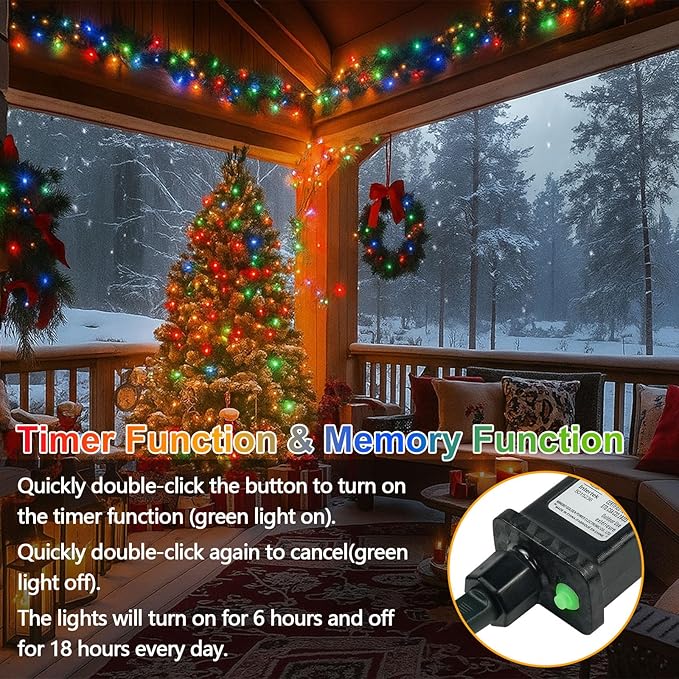 Connectable 200 LED Christmas Lights Indoor Outdoor with Timer, 66FT 13 Modes Multicolor String Lights Waterproof, Twinkle Fairy Lights Plug in Clear Wire for Christmas Tree, Bedroom, Classroom Decor SANJICHA