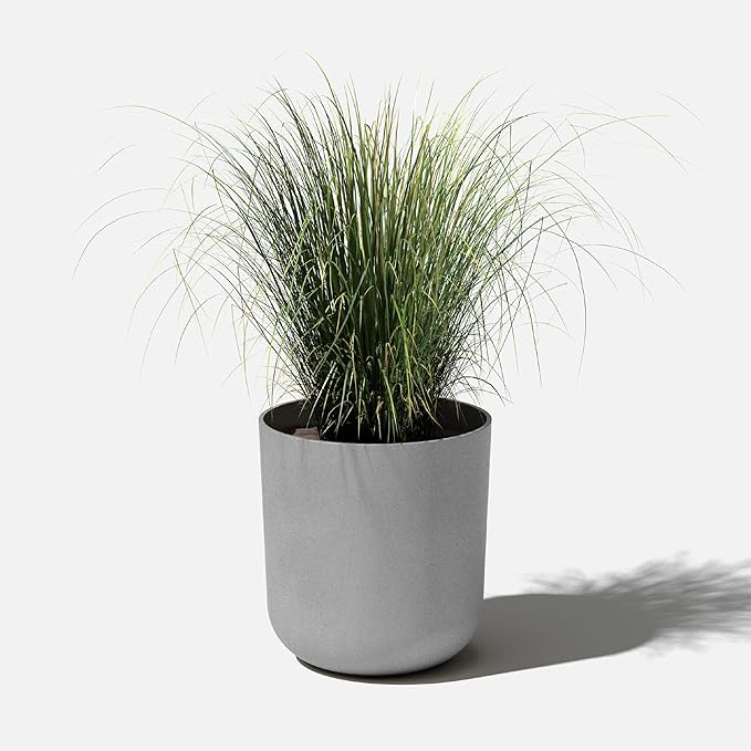 Veradek Mason Series Lima Planter - Round Planter for Indoor or Outdoor Porch/Garden | Made from Plastic-Stone Composite with Drainage Holes | Modern Décor for Succulents, Flowers, Small Plants VeradekOutdoor