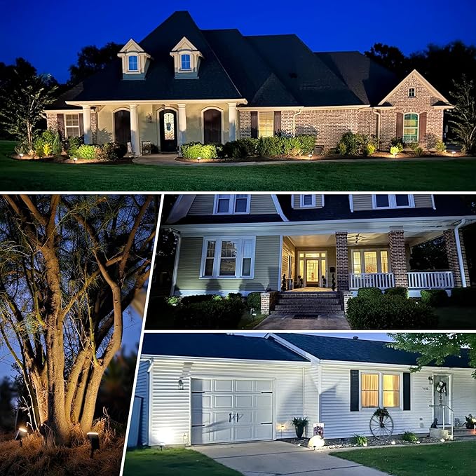 Solar spotlights Outdoor 63 LED 3 Lighting Modes, IP65 Waterproof Lighten Yard Garden House Garage Pathway for Christmas Decorations-10 Pack AUDERWIN