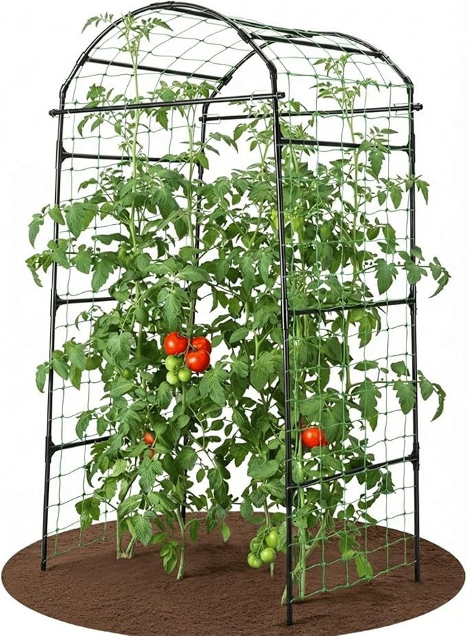 79" Garden Trellis Arch for Climbing Plants – Tall Outdoor Metal Trellis for Vegetables, Peas, Tomatoes,﻿ Cucumber Trellis Arch & Vertical Garden Climber Plant Support for Vine Plants GardenArchTrellisforPlants