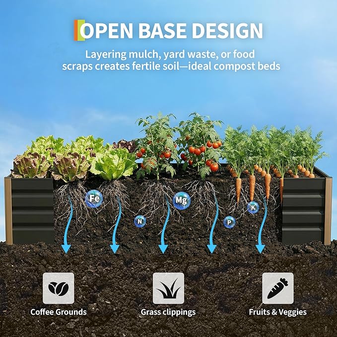 Garvee Large Aluminum Raised Garden Bed 6.5' x 2.5' x 16", Open-Bottom Jumbo Size for Serious Gardening, with Rounded Safety Corners & Anti-Cut Trim, Outdoor Planter Box Kit, Gray Garvee
