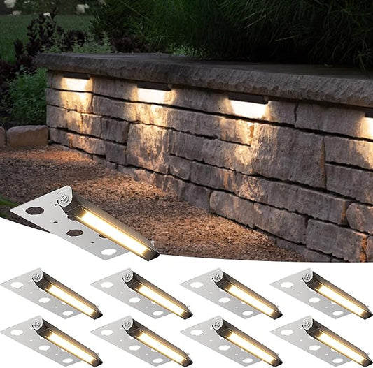 SUNVIE 8-Pack 7 Inch Retaining Wall Lights 5W LED Waterproof Hardscape Lighting 12V Low Voltage Step Lights Outdoor Landscape Lighting with Connectors 3000K Warm White Paver Lights, ETL Listed Cord SUNVIE