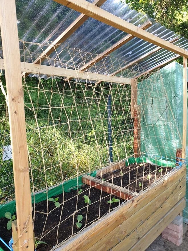 Jute Trellis Netting - Jute Netting for Garden, Heavy Duty Plant Support Netting for Climbing Plants, Cucumber, Vine, Fruits & Vegetables, Climbing Vining Plants (6.6 Ft x 16.4 Ft, 5.9 Inch Squares) Miuezuth