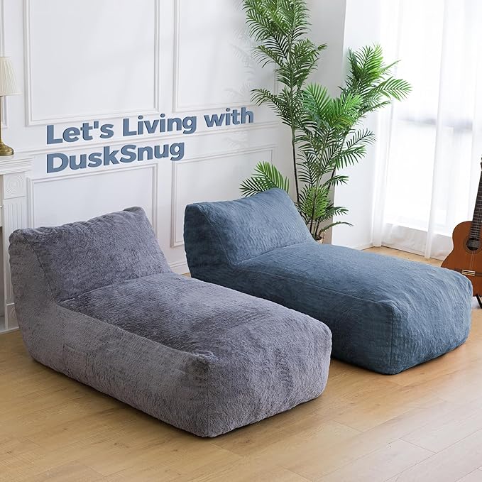 Giant Bean Bag Lounger Chair for Adults with Soft & Cozy Plush Fabric,Memory Foam Filled Beanbag Chair for Family Living Room,Bedroom and Game Room (Bluegrey) Rootora