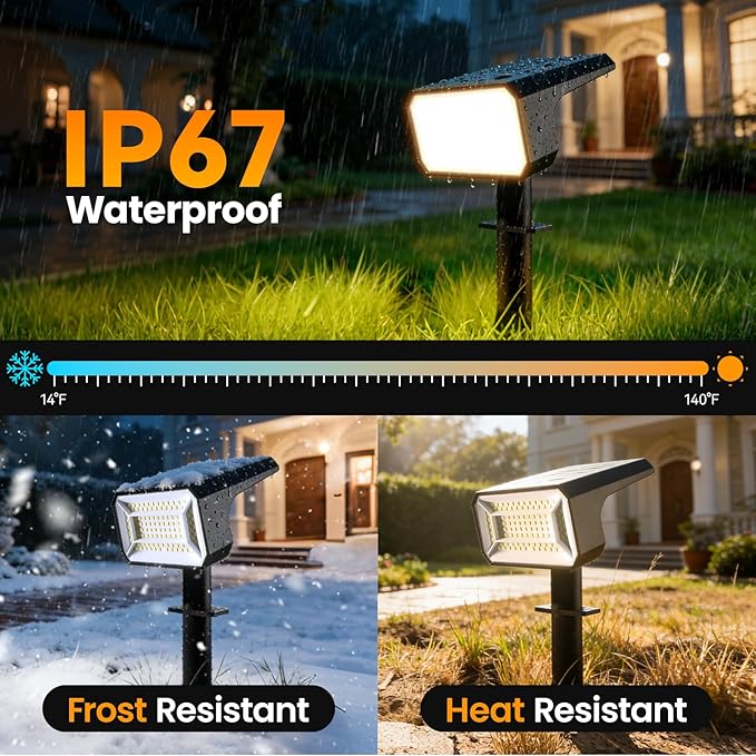 Fabrito 8 Pack Solar Spot Lights Outdoor Waterproof IP67, [108 LEDs, 4 Modes] Dusk to Dawn Spotlights with 1500mAh Battery for All Night, Landscape Lights for Tree, Yard, Pool, Pathway, Warm White Fabrito