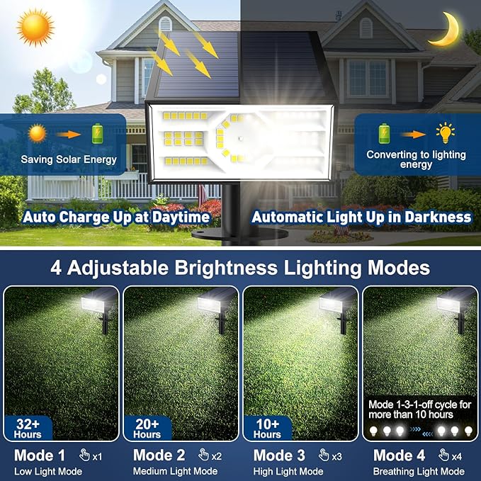 Solar Spot Lights Outdoor,6 Pack/56 LED Outdoor Lights for Yard Waterproof IP68, 4 Lighting Modes Solar Landscape Spotlights, Auto On/Off Solar Powered Flood Lights Garden Pathway,Cool White Katipeal