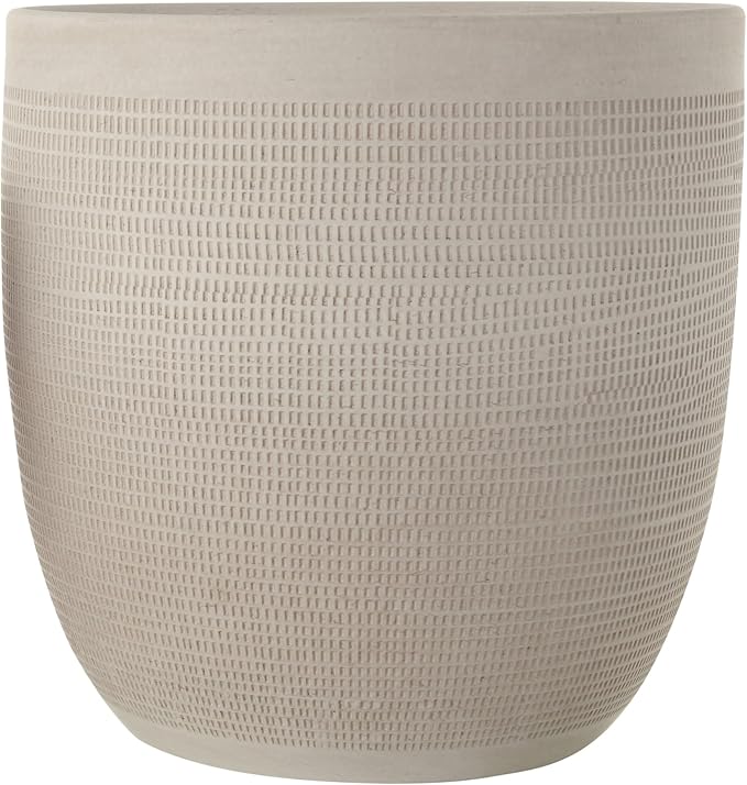Creative Co-Op Large Matte White Embossed Stoneware Planter CreativeCo-Op