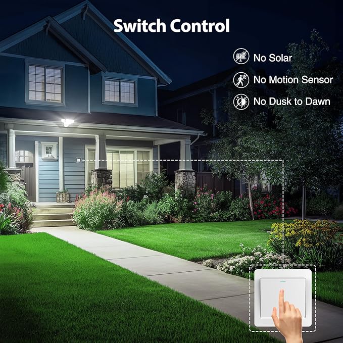 Onforu 90W Flood Lights Outdoor, 10000LM Ultra Bright 4-Head LED Security Light with Switch Control, IP66 Waterproof 6500K Exterior Lights for Yard Garage Patio Onforu
