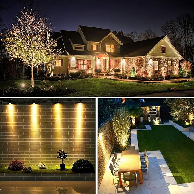 Svater Landscape Lighting Outdoor, 8 Pack Low Voltage Spotlights with Transformer, Plug in LED Spot Lights for Pathyway, Backyard, House,3000K Warm White, Super Bright 3W 250Lumem, Black Svater