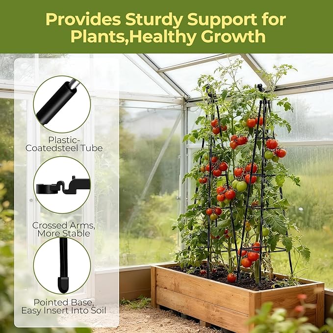 Garden Trellis for Climbing Plants Outdoors,65" Tall Cucumber Trellis Garden Obelisk Trellis Rustproof Plants Support with Adjustable Heights for Indoor Potted Plants, Vines, Vegetables MQHUAYU