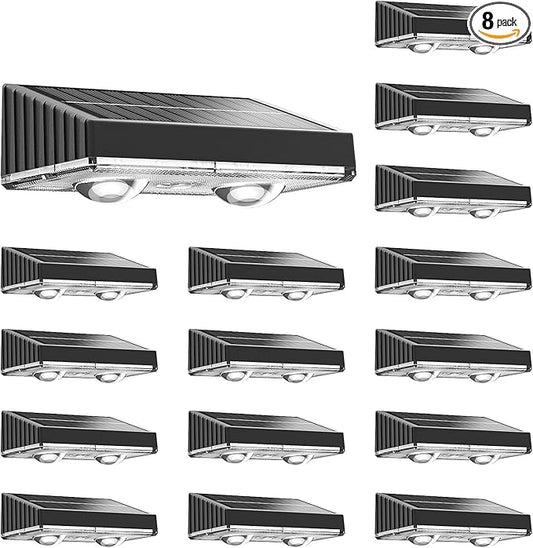 NIORSUN Solar Fence Lights,16 Pack Deck Light,Led Lights Warm White Outdoor Wall Lights,IP45 Solar Powered Light Waterproof for Backyard/Pool/Railing/Patio/Porch/Step/Outside/Garden (Black) NIORSUN