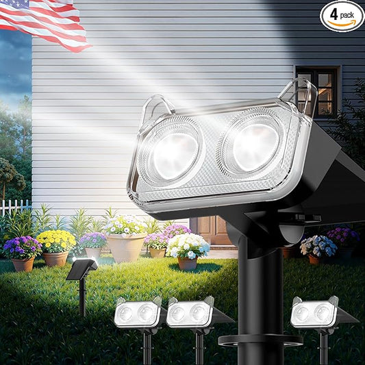 WdtPro Solar Spot Lights Outdoor for Tree, Sign, Mailbox, Solar Lights Outdoor Waterproof, Bright Landscape Spotlights, Auto ON/Off, Dusk to Dawn Lighting for Yard Patio Garden Pathway, 4 Pack WdtPro