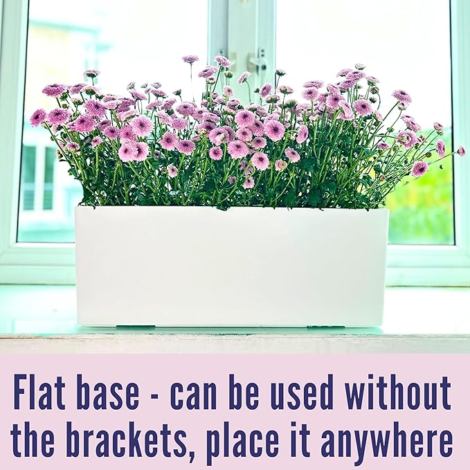 LaLaGreen Wall Hanging Planter Outdoor (20 Inch, 4 Pack) Wall Mounted Self Watering System Window Boxes with Bracket, White Rectangular Plant Pot Flower Box Container Indoor Modern Herb Kitchen Decor L%C3%A1L%C3%A1Green