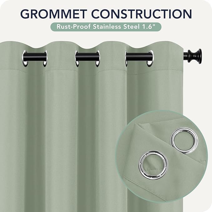 Outdoor Curtains for Patio Waterproof 6 Panels - Windproof, Privacy, Weatherproof Outside Drapes for Gazebo Pergola Porch, Grommet Top and Tab Bottom, 54x84 Inch, Sage Green RichSets