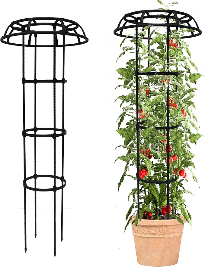 Garden Trellis for Climbing Plants Outdoor, 53 Inch Mushroom Top Trellis for Climbing Plants, Metal Plant Flower Trellises for Vine Grape Vegetable Cucumber Tomato Trellis, 1 Pack Rootora