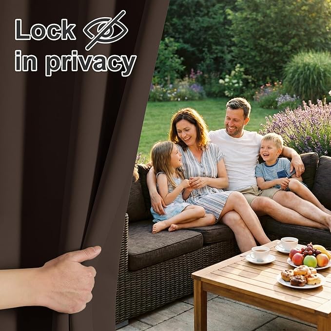RYB HOME Blackout Curtains Outdoor 1 Panel, Wide 52 x Long 95 inch, Brown RYBHOME