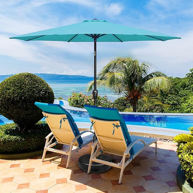 Simple Deluxe 9' Patio Umbrella Outdoor Table Market Yard Umbrella with Push Button Tilt/Crank SimpleDeluxe