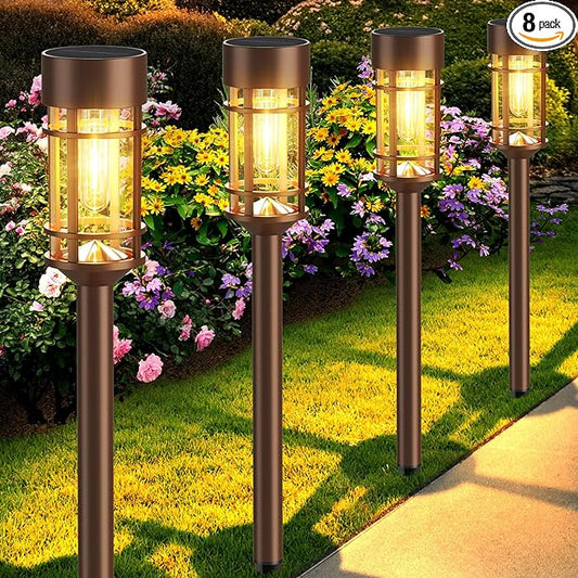 Mancra 8 Pack Solar Outdoor Lights, Bright Up to 10 Hrs Solar Lights Outdoor Waterproof Garden Decor for Patio Lawn Yard and Landscape Mancra
