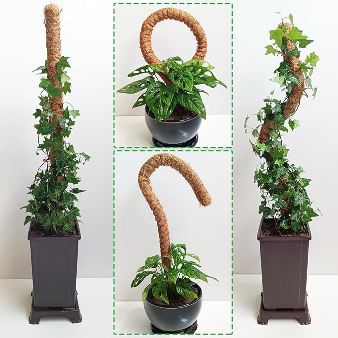 2 Pack Moss Pole, 28 Inch Bendable Moss Pole for Plants Monstera, Moss Poles for Climbing Plants Indoor, Coir Plant Pole Sticks Support Stakes for Potted Plant, Pothos, Philodendron Soupiar