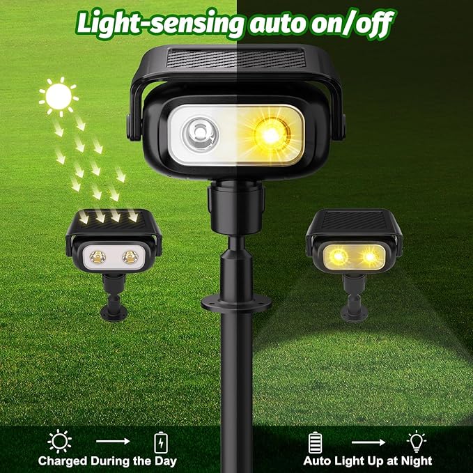 Nreonrick Solar Spot Lights 360° Adjustable Solar Lights Outdoor IP65 Waterproof with 2-in-1 Solar Powered Spotlights for Landscape Lighting for Garden, Yard, Pathway (Warm White, 4 Pack) Nreonrick