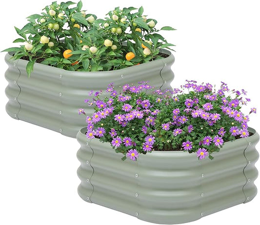 2-Pack 2x1ft Galvanized Raised Garden Bed, Outdoor Planter Bed, Metal Planter Box for Gardening and Planting,LG Besebay
