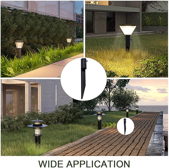 Steel Torch Stakes for Tiki Torches, Freestanding Poles and Solar Lights, 10inch Torch Stand Stakes Outdoor Light Stakes Garden Stakes for Lights (4 Pack) Hoqqf