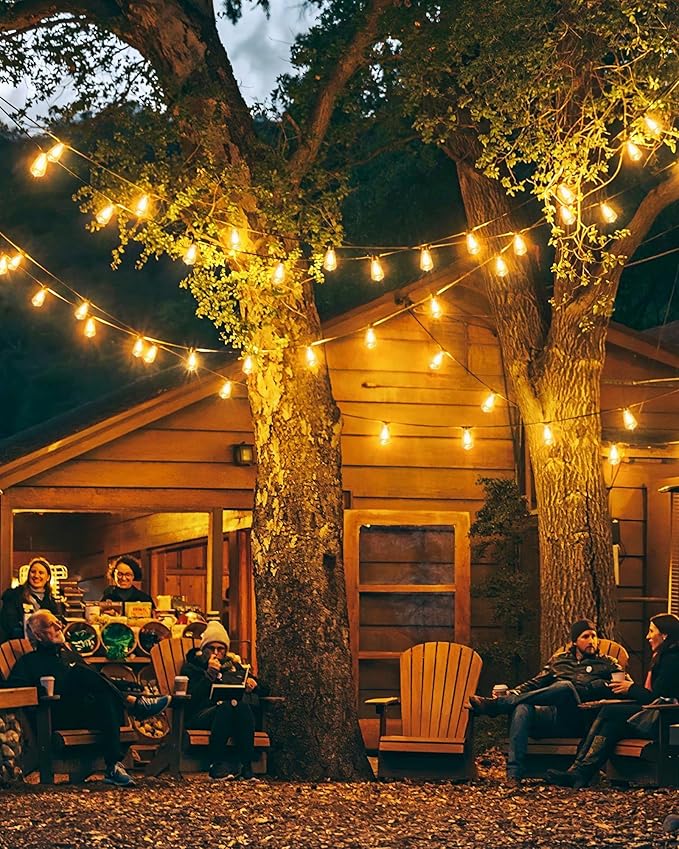 Outdoor String Lights Waterproof, 50FT Patio Lights with 26 ST38 Edison Bulbs (1 Sqare), Outside Hanging Decorative Lights for Porch, Blacony, Blackyard, Bistro, Garden, 2700K Doukedge